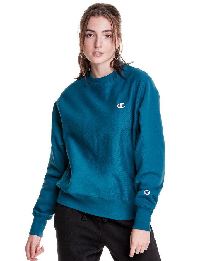 Champion Reverse Weave Boyfriend Crew Sweatshirt Dames - Blauw - Belgie 9430UNCBV